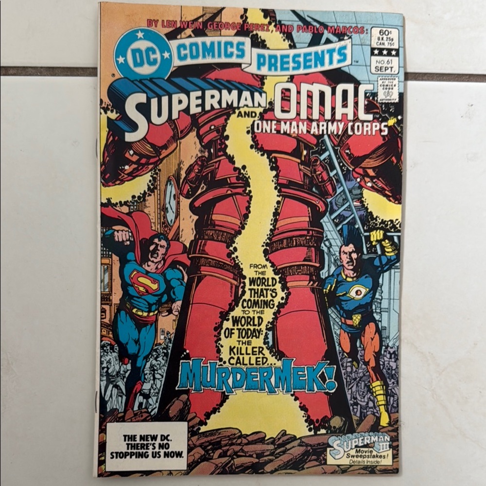 DC Comics Superman and OMAC Comic with Red and Blue Cover